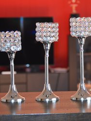 Vibhsa Crystal Aluminium Candle Holder Set Of 3