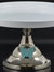 White Cake Stand with Turquoise Butterfly (10" Cake Holder) - White