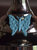 White Cake Stand with Turquoise Butterfly (10" Cake Holder)