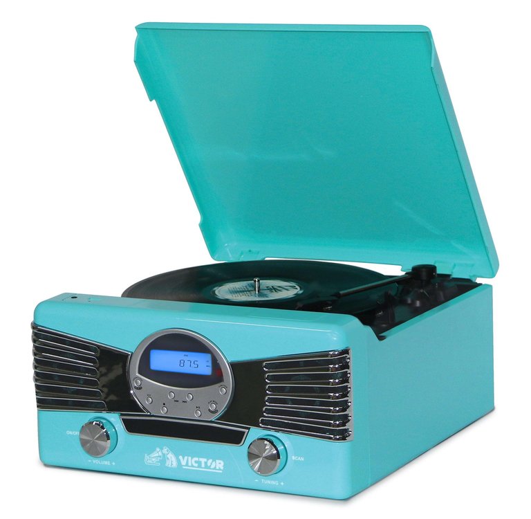 Diner 7-In-1 Turntable Music Center - Turquoise