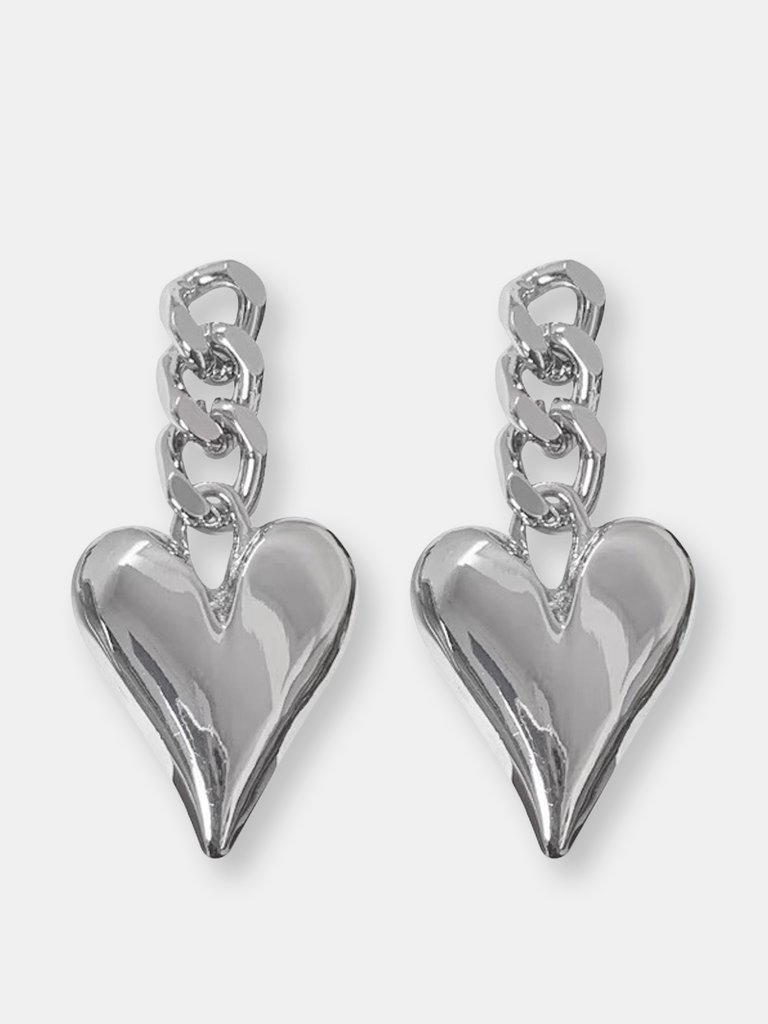 Metal Love Earrings - Silver