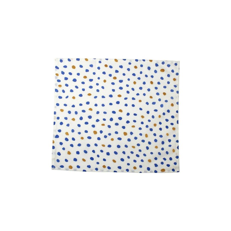 Bohemian Linens Dot Napkins - Set Of 4 In Blue/gold - Blue/gold