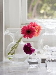 Hibiscus Glass Clear Large Fluted Vase