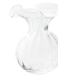 Hibiscus Glass Clear Large Fluted Vase - Clear
