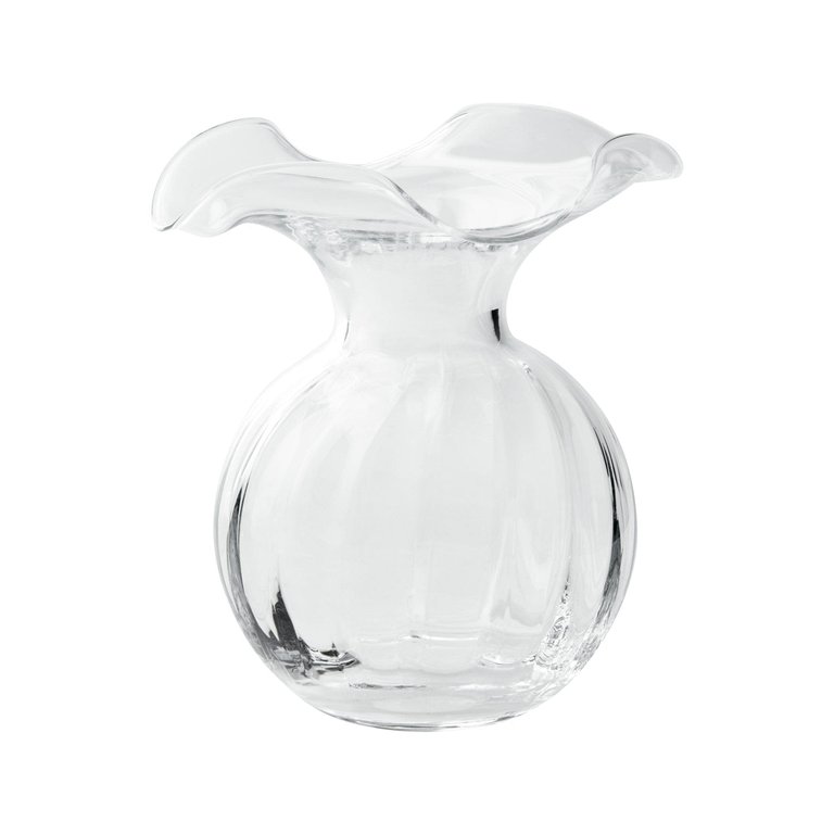 Hibiscus Glass Clear Small Fluted Vase - Clear