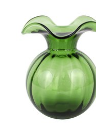 Hibiscus Glass Dark Green Medium Fluted Vase