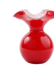 Hibiscus Glass Red Small Fluted Vase - Red