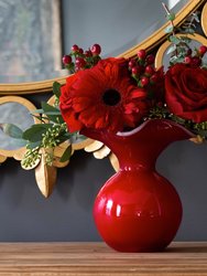 Hibiscus Glass Red Small Fluted Vase