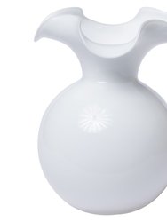 Hibiscus Glass White Large Fluted Vase - White