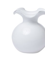 Hibiscus Glass White Small Fluted Vase - White
