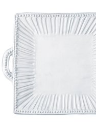 Incanto Stripe Handled Square Platter - White