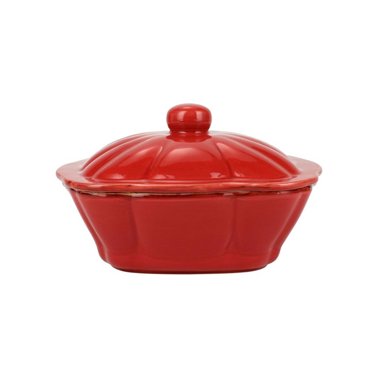 Italian Bakers Square Covered Casserole Dish - Red