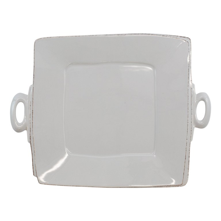 Lastra Handled Square Platter - Light Gray