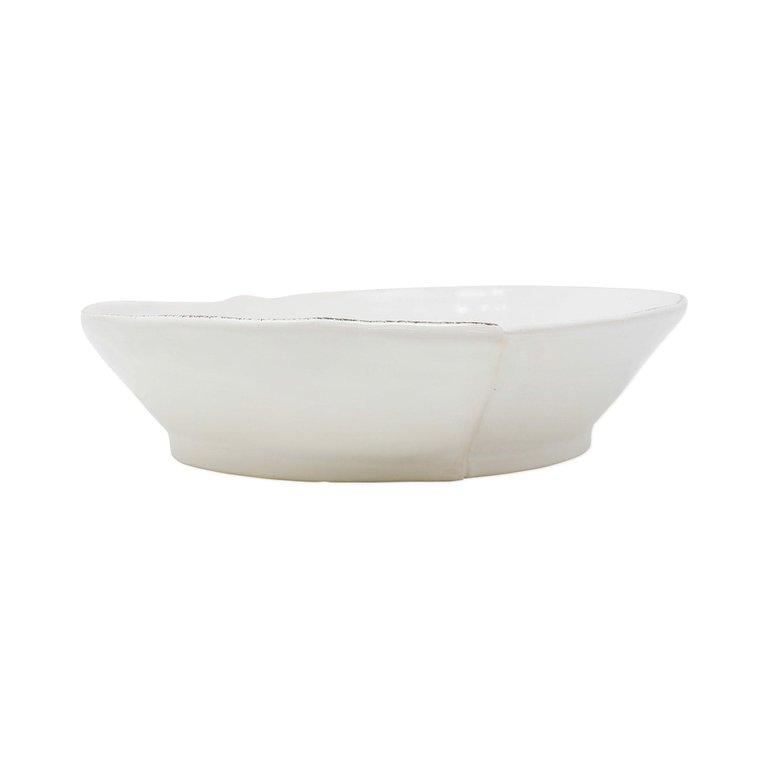 Lastra White Medium Shallow Serving Bowl - White