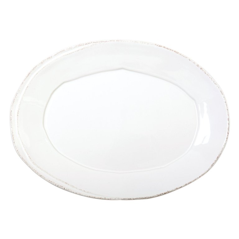 Lastra White Small Oval Platter - White