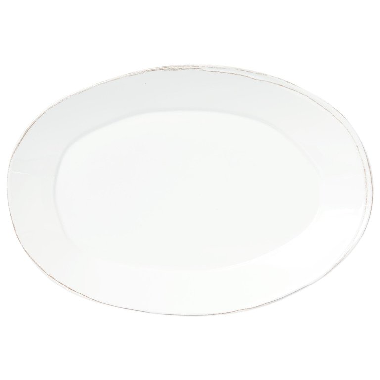 Melamine Lastra White Oval Platter - White