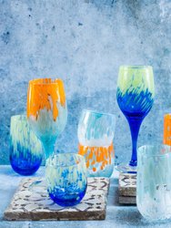 Nuvola Light Blue And White Wine Glass