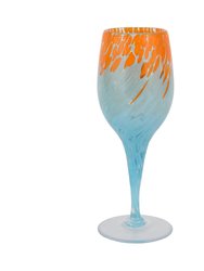 Nuvola Orange And Light Blue Wine Glass