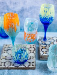 Nuvola Orange And Light Blue Wine Glass