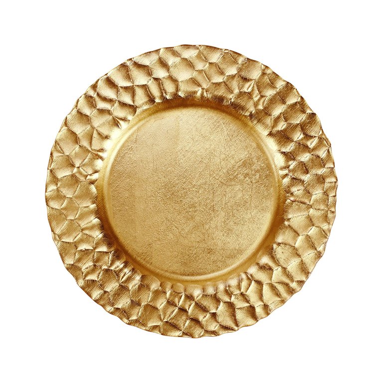 Rufolo Glass Honeycomb Service Plate/Charger - Gold