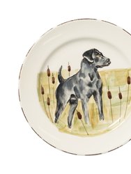 Wildlife Black Hunting Dog Dinner Plate - Handpainted