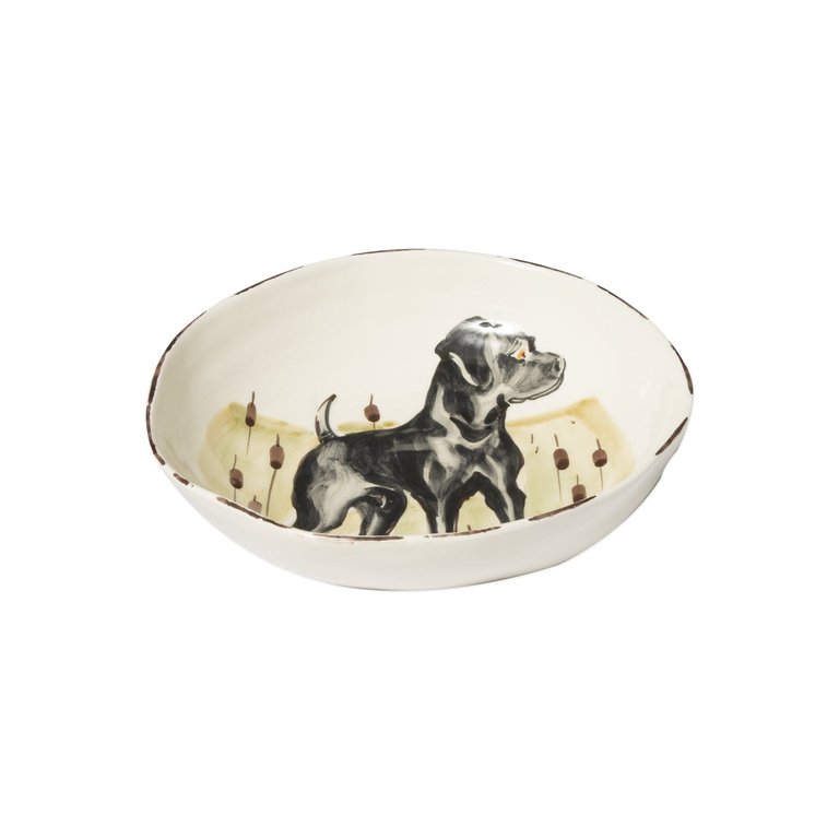 Wildlife Black Hunting Dog Pasta Bowl - Handpainted