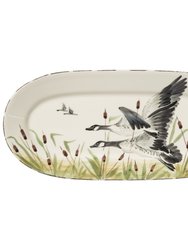 Wildlife Geese Small Oval Platter - Handpainted