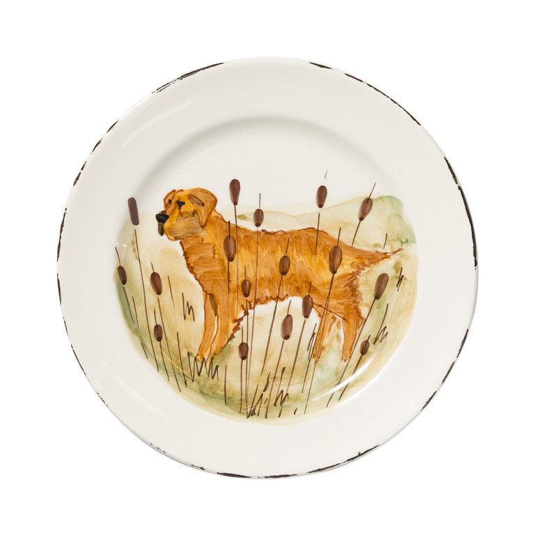 Wildlife Hunting Dog Dinner Plate - Handpainted