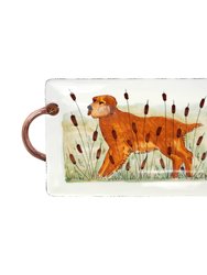 Wildlife Hunting Dog Handled Rectangular Platter