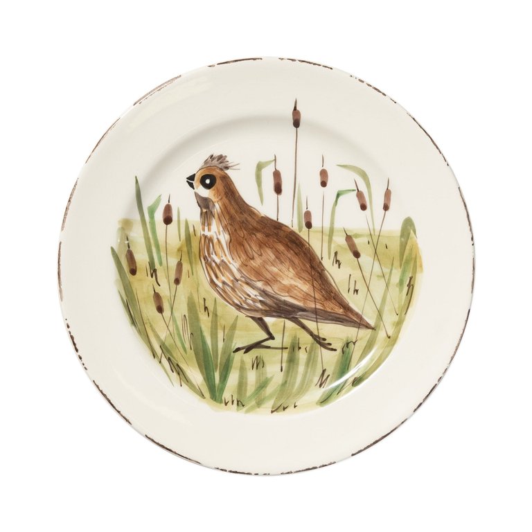 Wildlife Quail Dinner Plate - Handpainted