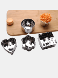 3D Cake Molds with Pusher Lifter Cooking Rings Set Of 4