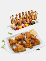 BBQ Chicken Drumsticks Rack Stainless Steel Roaster Stand With Drip Pan