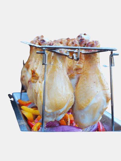 Vigor BBQ Chicken Drumsticks Rack Stainless Steel Roaster Stand With Drip Pan product