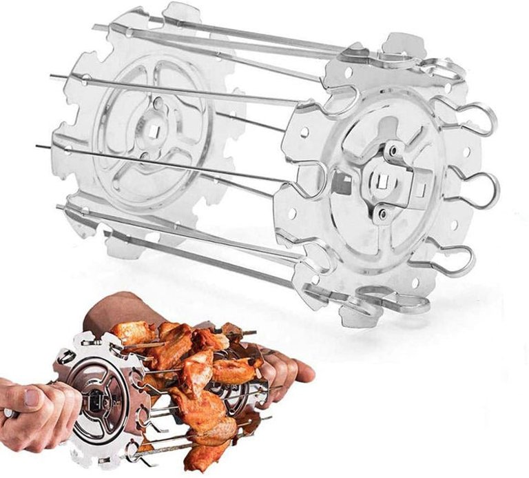 BBQ Steel Metal Roaster Rotisserie Skewers Needle Cage Oven Rotisserie Motor Kebab Maker Grill - Bulk 3 Sets