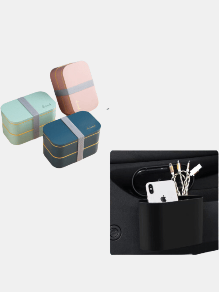 Bento Box Stackable Lunch Vs Car Trash Bin Multi Pack