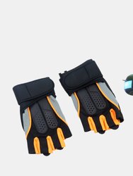 Black Fitness Gym Weight Lifting Gloves For Men Driving Bike - Orange Border