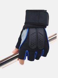 Black Fitness Gym Weight Lifting Gloves For Men Driving Bike - Blue Border