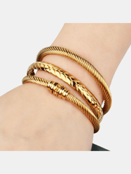 Bohemian Style 18K Gold Braided Steel Wire Open Ended Bracelet - Bulk 3 Sets