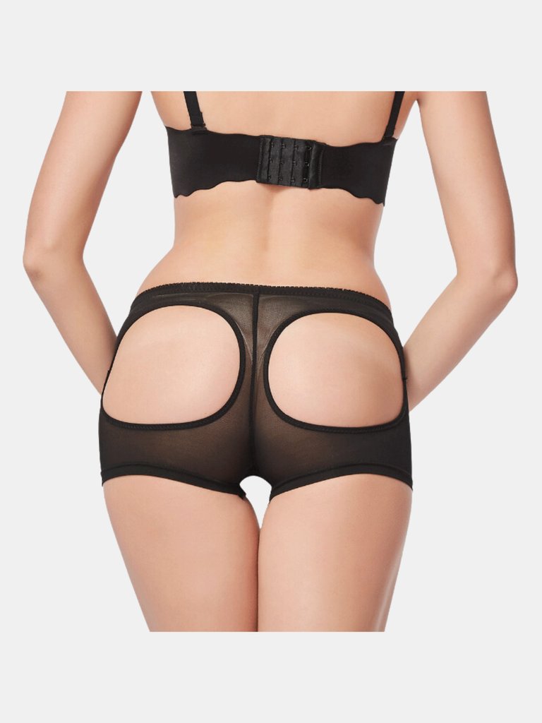 Butt Lifting Panty Low Waistline Breathable Mesh Fabric - Black
