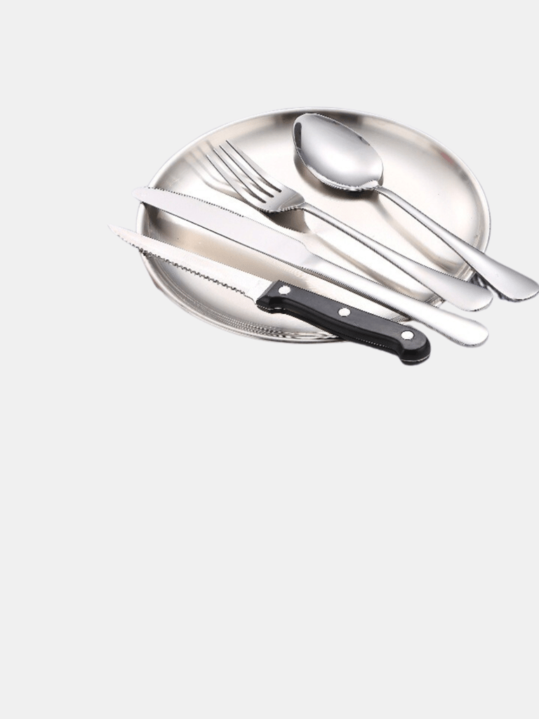 Camping Lightweight Stainless Steel Flatware Set Knife Fork Spoon Plate Silverware Dinnerware - Bulk 3 Sets
