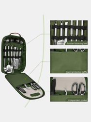 Camping Utensil Set Camping Kitchen Set Cookware 13 Pcs Accessories With Case - Green