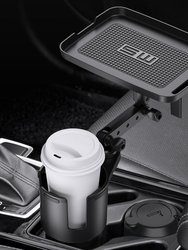 Car Cup Holder Expander With Tray 360°Rotating Table Adjustable Base