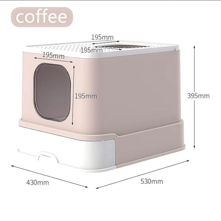 Cat Litterbox, Self Cleaning/Cat Supplies For Indoor Cats, Liners Elastic Grey Close Cat Litter Box Drawers Liding House Tilt With Scoop - Coffee Color