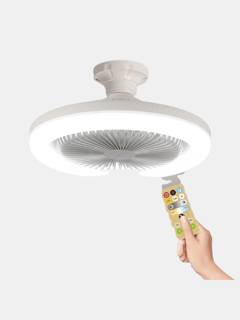 Ceiling Fan With Lights, Small Ceiling Fan With Remote, 10" Bladeless Fans Dimmable LED Lights - White