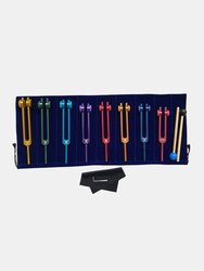 Chakra Tuning Fork Set For Healing, 7 Chakra And 1 Soul Purpose Weighted Colorful Solfeggio Tuning Forks, Aluminum Alloy Rubber Mallet - Bulk 3 Sets