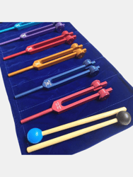 Chakra Tuning Fork Set For Healing, 7 Chakra And 1 Soul Purpose Weighted Colorful Solfeggio Tuning Forks, Aluminum Alloy Rubber Mallet - Bulk 3 Sets