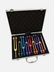 Chakra Tuning Fork Set For Healing, 7 Chakra And 1 Soul Purpose Weighted Colorful Solfeggio Tuning Forks, Aluminum Alloy With Rubber Mall