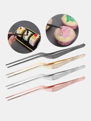 Chef Plating Tweezer 8" Stainless Steel Precision Kitchen Culinary Multi-function Offset Tweezer Tongs With Serrated Tips For Gripping