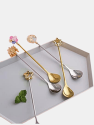 Coffee Spoons Silverware Flatware Cherry Blossom Handle Coffee Spoon Stainless Steel Cutlery Metal Serving Spoon
