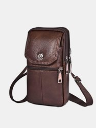 Crossbody Bag First Layer Vintage Waist Pack Perfect For Protecting Cell Phones, Cigarettes And Lighters - Bulk 3 Sets - Brown